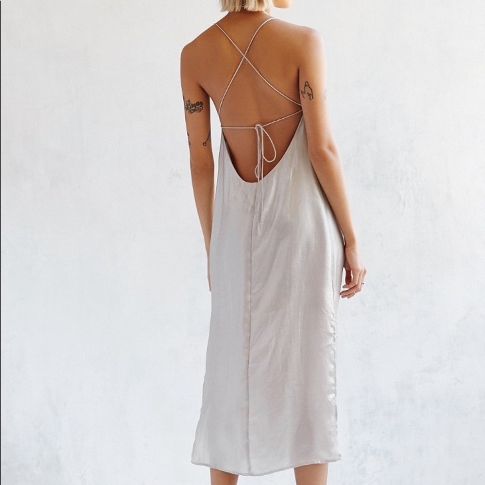 Satin Slip Dress• Grey \ Silver • Party or Casual